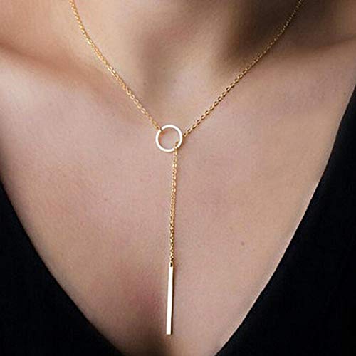 TseenYi Collana a Y in lega con ciondolo a forma di cerchio, idea regalo per donne e ragazze