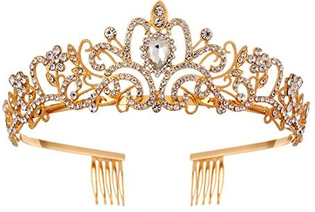 URFEDA Tiara Nuziale di Corona, Tiara Corona di Cristallo Nuziale Diadema Strass Principessa Tiara Corona Diadema, Nuziale Diadema Corona per Ragazze Nuziale Matrimonio Prom Festa Compleanno