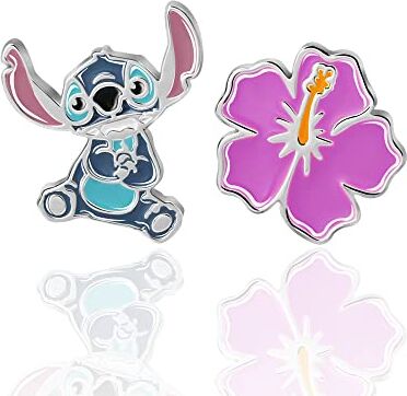 Disney Lilo & Stitch Orecchini a lobo con fiore e punto non corrispondenti, orecchini  Jewelry, Argento sterling, Zirconia cubica