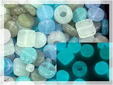 Bohemia Crystal Valley 25 g Mix of glass beads for jewelry making, Tile Pony Round Coin, Czech Republic, Glow in the Dark Bright Blue