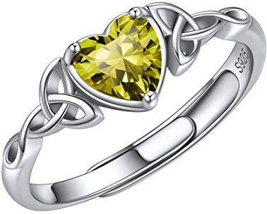 ChicSilver Anelli Donna Argento 925 Regolabili con Peridoto Pietra Portafortuna Agosto Anelli Regolabili Argento con Pietra Cuore Anello Cuore Donna Regolabili con Confezione Regalo