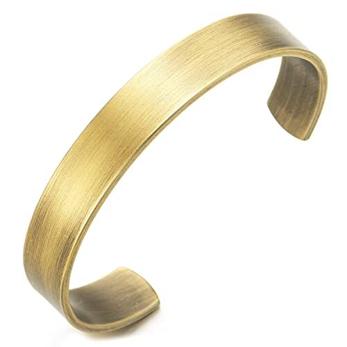 COOLSTEELANDBEYOND 19CM Classico Regolabile Bracciale da Uomo Donna, Braccialetto del Polsino, Colore Bronzo, Satinato