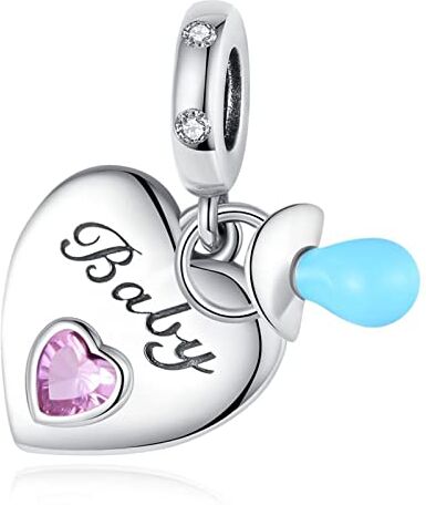 Amuefer Capezzolo e cuore Charm Compatibili Bracciale Collana Pandora, Argento Sterling Ciondolo Compleanno Natale Gioielli Regali per le Donne Moglie Amici