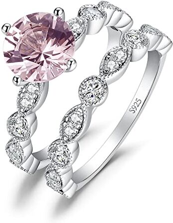 JewelryPalace 2.5ct Anelli Donna Argento 925 con Creato Morganite Zaffiro Rosa, Marquise Infinito Anello Solitario Donna Argento con Pietra, Fedine Fidanzamento Matrimonio Anello Promessa Set Gioielli