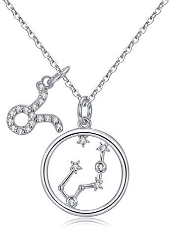 Qings Collana Segno Zodiacale Donna Bff Collane Argento 925 Pendente Toro Amicizia, Regalo per Bambine e Ragazze Bambina