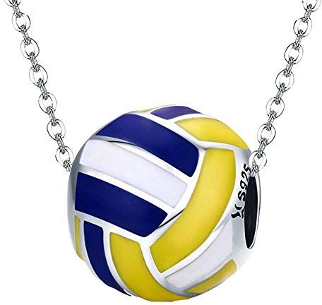 ZaliOan Charm Compatibili con Bracciali，Ciondoli in Argento Sterling 925 -Pallavolo B