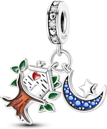 NARMO 925 Sterling Silver Tree House Pendente Luna Stella Bead Charms per Bracciali Gioielli Regali