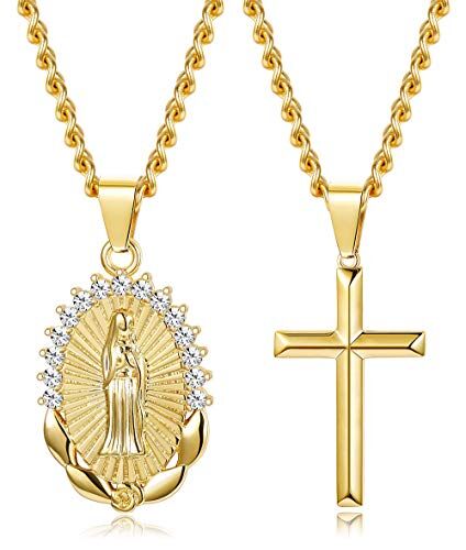 Milacolato 14K Collana pendente in oro placcato per donne Ragazze regali gioielli religiosi per le donne Set collana
