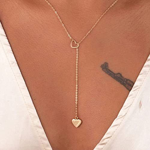 Carufin Hollow Heart Clavicle Chain Love Heart Ciondolo Choker Collana Catena Gioielli regolabili per donne e ragazze (Ciondolo cuore amore A)