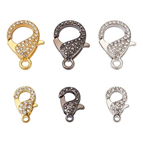 PH PandaHall PandaHall 6pcs lega strass aragosta artiglio fermagli 2 dimensioni dorato platino marrone metallo aragosta artiglio fermagli per collane braccialetto gioielli fai da te per la creazione di gioielli