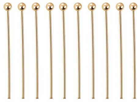 BENECREAT 300PCS Chiodini Occhiello Testa con Palla placcato 18K oro Chiodini da Bigiotteria Pin testa tonda per Monili Design Creazione di Gioielli Bracciali Collane Catene 20x0.6mm