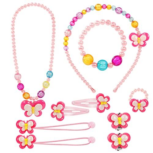 OSDUE Farfalla Dress Up Set, 10 Pezzi Gioielli a Farfalla, Gioielli Per Bambini Farfalla, Collana della Farfalla dei bambini, Set di Collana Braccialetto Orecchini Anelli per Bambine Regalo Compleanno