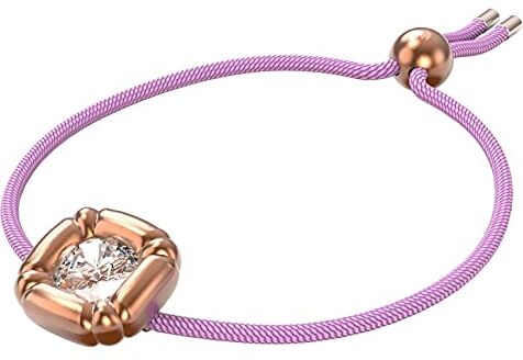 Swarovski Dulcis Braccialetto con Cristallo Bianco, Placcato in Tonalità Oro Rosa e Cordino Regolabile in Poliestere Riciclato, Collezione II, Viola