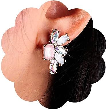 Inateannal Vintage Arcobaleno Cristallo Goccia Orecchini Colorati Di Cristallo Arcobaleno Strass Orecchini Perno Rosa Cz Orecchini Quadrati Gioielli Per Le Donne E Le Ragazze