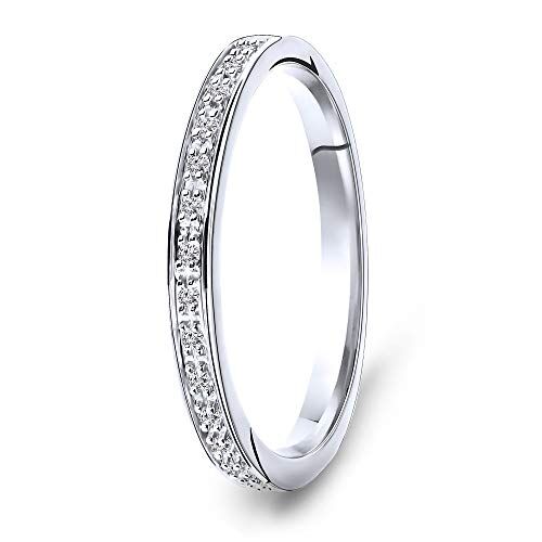 MIORE Anello da donna in oro bianco 9 Karati 375 con diamanti da 0,05 ct anello dell'eternità