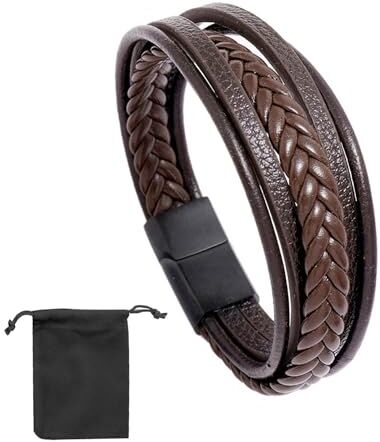 MEMOFYND 1 bracciale in tessuto con 1 custodia, bracciale da uomo in pelle personalizzato, braccialetto magnetico, braccialetto dell'amicizia, bracciale da uomo, adatto per regali di vacanza., 21*1cm,