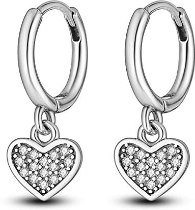 NARMO Hoop Orecchini Ciondolo Goccia 925 Sterling Silver Orecchini per le Donne Ragazze Amore Cuore Cubic Zirconia Orecchini Ipoallergenici Gioielli Regali