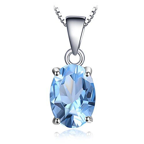 JewelryPalace Ovale 2.1ct Naturale Cielo Blu Topazio Birthstone Solitario 925 Sterling Argento 45cm