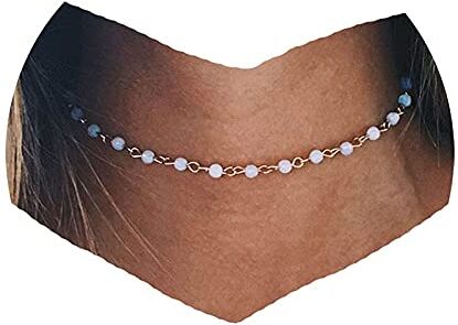 Yheakne Boho Opal Moonstone Choker Collana Piccola collana di perline Collana a catena corta Collane Gioielli per donne e ragazze adolescenti Regali