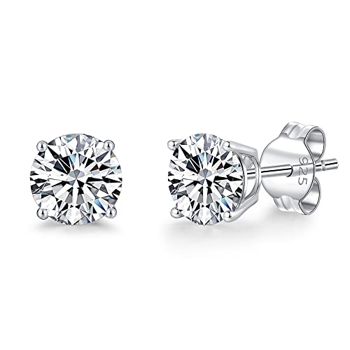 LUCKMORA Orecchini Punto Luce Argento 925 Brillantini Sterlina Anallergici Zirconi Simulato Diamante Brillantino per Donna Uomo Ipoallergenico (6mm)