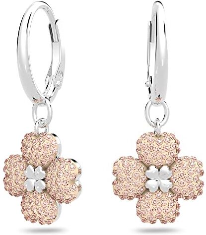 Swarovski Orecchini a cerchio Latisha, Fiore, Rosa, Placcato rodio