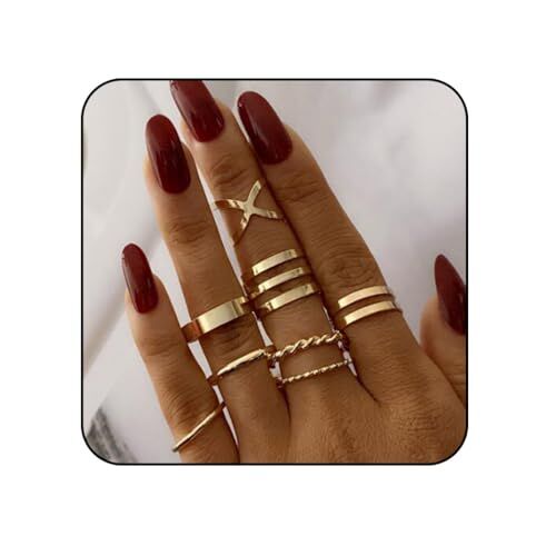 DA Ery Boho Knuckle Rings Set Oro Croce Anelli Impilabili Anelli Midi Joint Knuckle Ring Gioielli per Donne e Ragazze (8 Pezzi)
