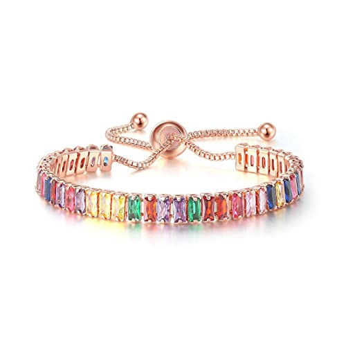 Teegxddy Cristallo Colorato Bracciale Donna Regali personalizzati Bracciale Regalo da Donna Bracciali Donna in oro rosa