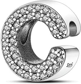 Pandach Ciondolo in Argento Sterling 925 lettere dalla A alla Z Charm Bead Compatibile con Bracciale e Collane Europei da Donna, gioielli da donna opzioni regalo