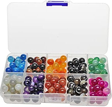 MJDCB 200 Pezzi 8mm Perline di Pietra Set 10 Colori Misti Rotondi Onice Striata Perline Semipreziose Perline Sciolte per Bracciale Collana Creazione di Gioielli Fai da Te