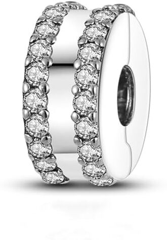 Lkwidi Donna Ciondolo- Clip circolare minimalista Argento 925 Colgantes con Zirconia cubica per Charm Bracciale