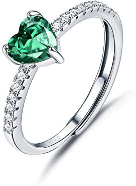 JeweBella Anello Cuore Argento 925 Donna Elegante Anello Cuore Regolabile Zirconia Cubica Amicizia Fidanzamento Matrimonio Anniversario Promessa Fedine