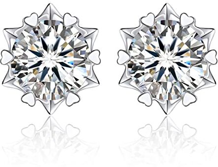 MomentWish Orecchini Fiocco Di Neve, 1 Carati/5mm Moissanite Diamante Orecchini Argento 925 Donna Anallergici Punto Luce Simulato Diamanti Brillanti