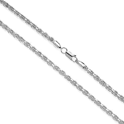 Aka Gioielli ® Catena Maglia Corda 4mm Collana Uomo Donna in Argento Sterling 925 Massiccio lunga 50 cm