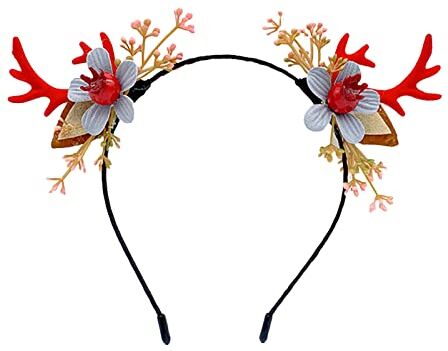 Generic 1 pz Mori corna fiore accessori per capelli copricapo di Natale fascia creativa dolce carino cartone animato fascia clip varietà confezione (D, taglia unica)