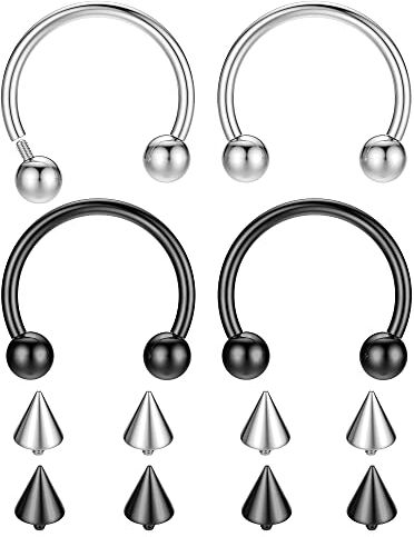 Morfetto 16G G23 Titanio a Ferro di Cavallo setto Anelli internamente filettato Naso Anelli Hoop Helix Daith Cartilagine Trago Orecchini Capezzolo Sopracciglio Monili penetranti del Corpo 8MM