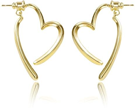 Ash Orecchini Donna a Perno a Cuore, Orecchini in argento 925 di orecchini a forma di cuore con borchie, anallergici Orecchini Cerchio Piccoli, per Donna Bambina Regalo Ragazza, Oro