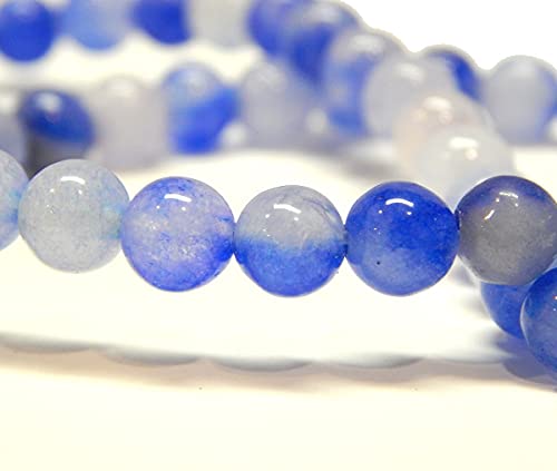 Perlin Malay 60 e di giada preziosa, 6 mm, rotonde, per gioielli e collane (blu)