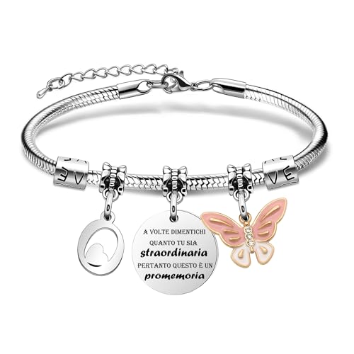 SAMORION A Volte Dimenticati quanto tu sia straordinaria pertanto questo è un promemoria-Moda Rosa Farfalla Ciondolo Lettere Iniziali Braccialetti Regalo Ispiratore Per le Donne Ragazze Nipote (O)