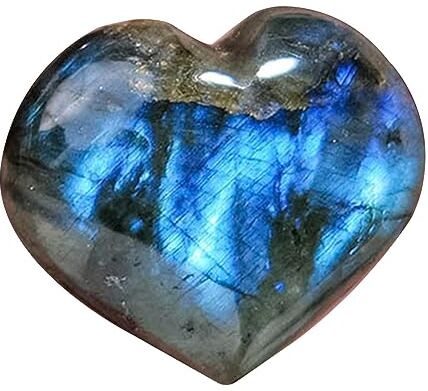 PHASZ Labradorite a forma di cuore Labradorite naturale cuore pietra di palma Pocket Crystal Tumble Collection Labradorite Crystal Heart Stone per il bilanciamento naturale del corpo