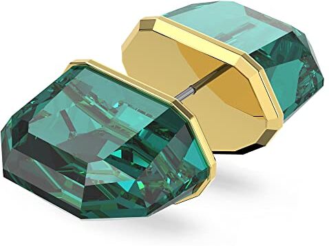 Swarovski Lucent Orecchino Singolo a Lobo, con Cristalli a Taglio Ottagonale, Placcato in Tonalità Oro, Verde