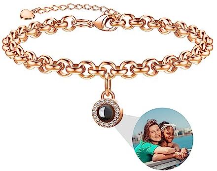 Generic Bracciale foto personalizzato, Bracciale foto personalizzato Bracciali proiezione foto Bracciali personalizzati con immagini all'interno Bracciale foto personalizzato per donne ragazze