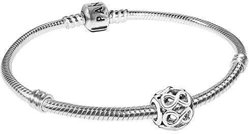 Pandora , bracciale con motivo dell’infinito, set di base, meraviglioso gioielli in argento, elegante idea regalo per donne alla moda, , Argento, Senza pietra