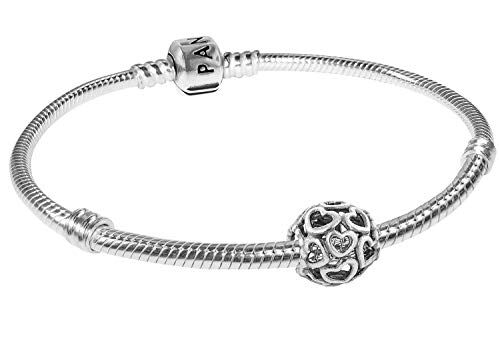 Pandora Hearty 79244 Bracciale da donna in argento magico, idea regalo elegante per donne alla moda, 19 cm, Argento, Senza pietre.