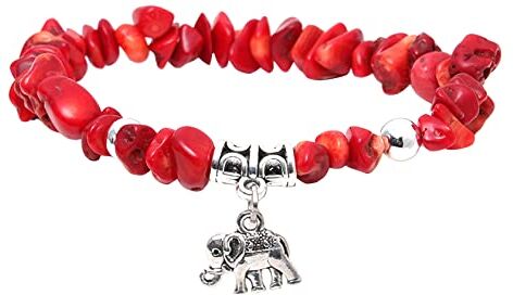 MILAKOO Bracciale con pietre preziose in agata rossa Bracciale con elefante da donna Bracciale con 7 chakra Bracciale con pietre curative