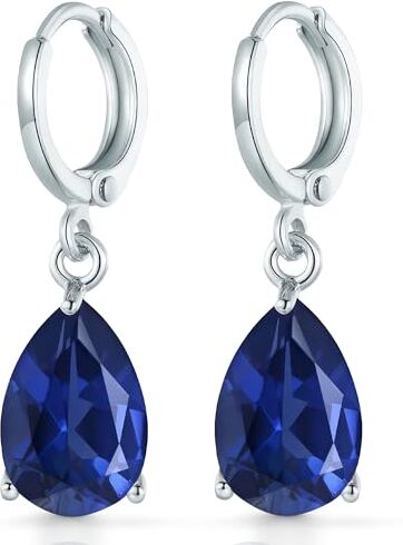 Crystalline Azuria Donna 18ct Placcato Oro Lacrima Orecchini Pendenti con Zaffiro Simulato Blu Cristalli di Zirconi