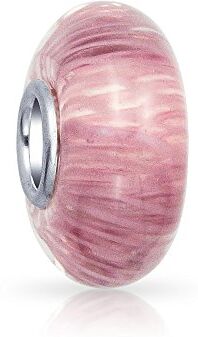 Bling Jewelry Perle Di Vetro Di Murano A Strisce Rosa Malva Solide Distanziatore Per Donne Adolescenti .925 Nucleo In Argento Sterling Adatto A Bracciale Europeo