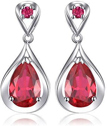 JewelryPalace 8.8ct Orecchini Donna Pendenti Lunghi Argento 925 con Creato Rubino Rosso, Infinito Orecchini a Goccia Argento con Pietra a Taglio Pera, Orecchini Rossi Argento Set Gioielli Donna