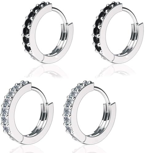 CUHZA 2 paia Orecchini a cerchio，Orecchini a cerchio in argento Orecchini da donna，piccoli orecchini a cerchio ipoallergenici da 13 mm per dormire