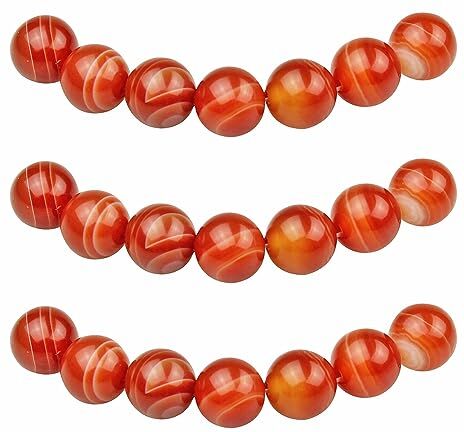 MJDCB 60pezzi 6mm Agata Rossa Striata Sciolto Perline di Pietra Naturale per Creazione Braccialetti Collane e Gioielli Pietre Dure per Bigiotteria Fai Da Te Rotonde