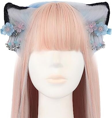 SCUDGOOD Dolci Studenti Unisex Scatto Foto Hairband Con Pendente Fiore Decors Lupo Orecchio Fasce Colorato Cartoon Capelli Cerchio Carino Fasce Per Donna Fasce Carine Per Donna Per Lavare il Viso Fasce Carine